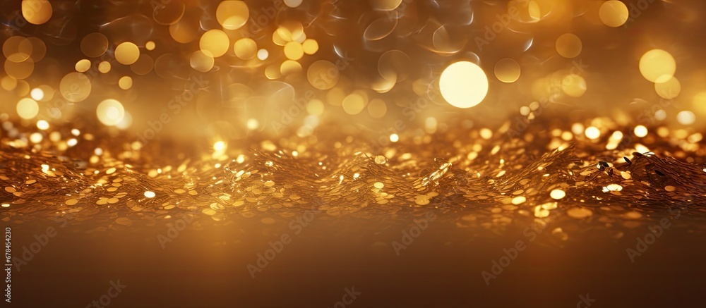 Gold abstract background with blurred lights and shadow