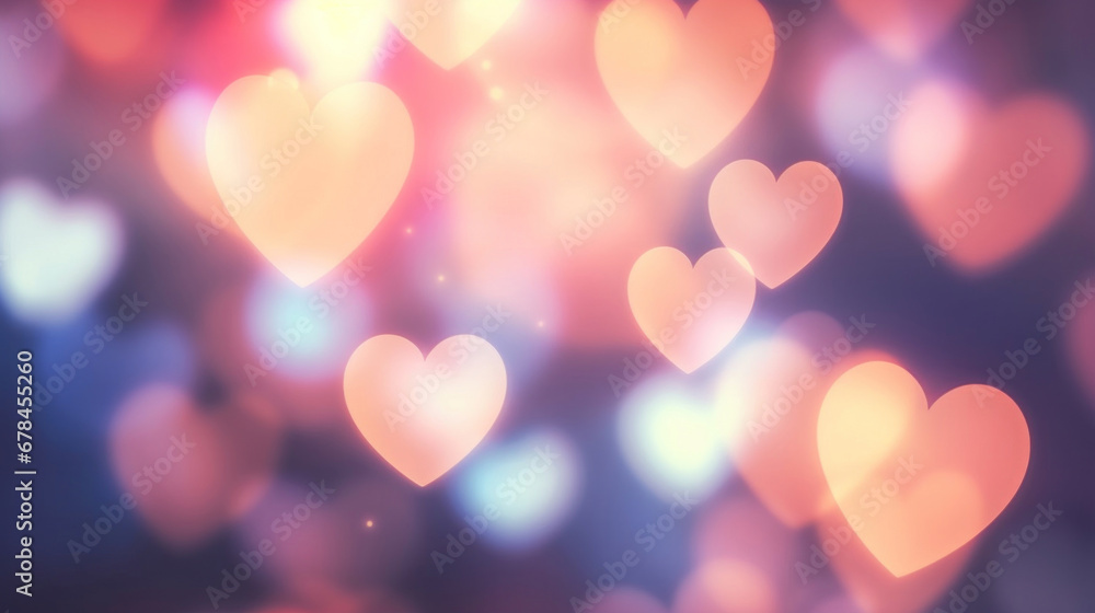 Abstract Valentine's day background. Pastel heart bokeh background