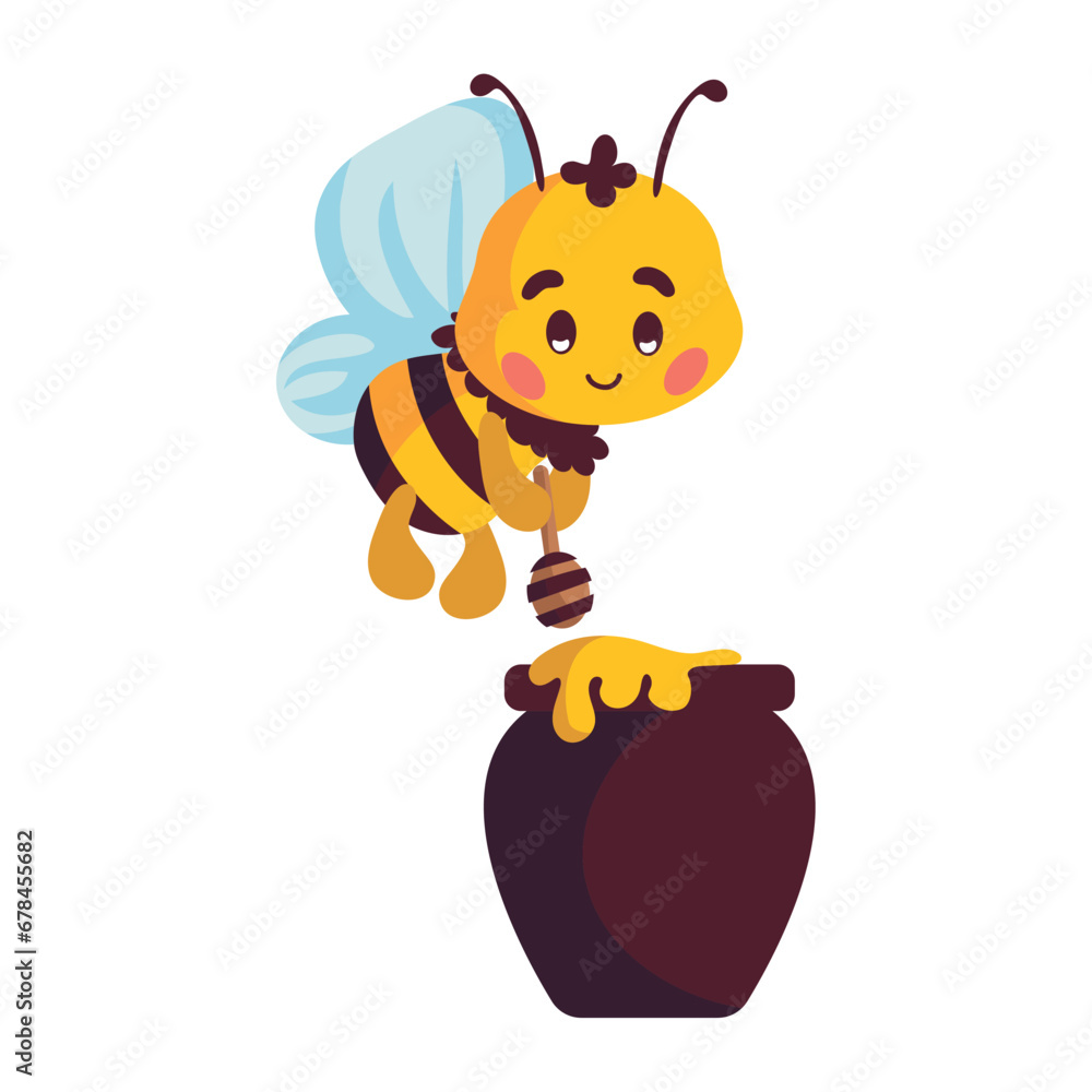 Obraz premium cute bee with honey