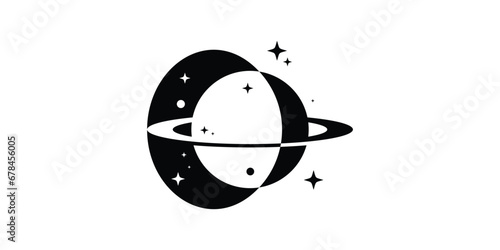 Fototapeta Naklejka Na Ścianę i Meble -  planet logo design with negative space style.