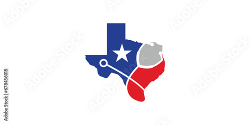 Health logo design in Texas with stethoscope elements and Texas map