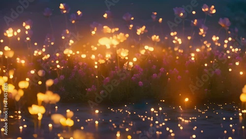 camera zooms viewers taken journey through field stunning zodiac blooms, each glowing with radiant energy. flowers seem pulsate shimmer, reflecting intensity passion fire signs, photo