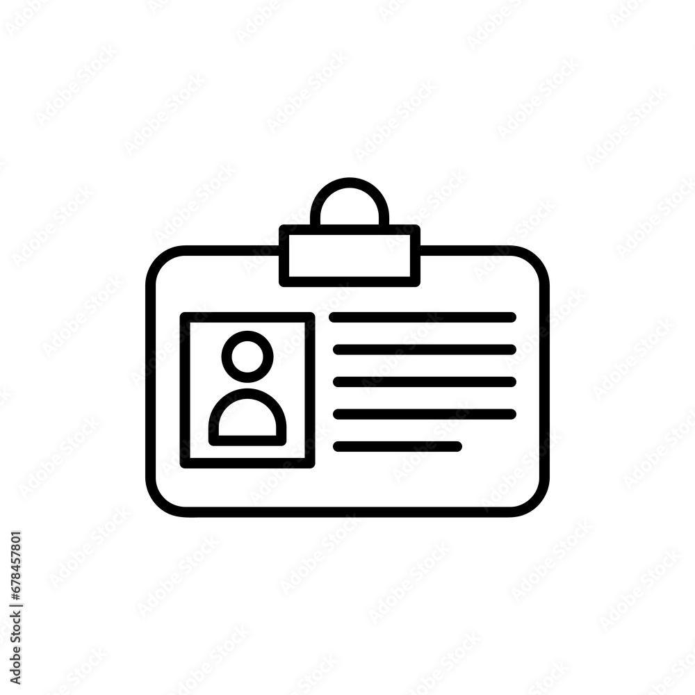 Press card outline icon Id card badge simple line vector icon flat trendy style illustration on white background..eps Press card outline icon Id card badge simple line vector icon flat trendy style illustration on white background..eps