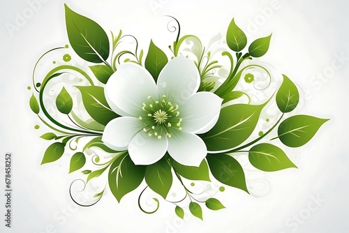 green flower design on white background © Ainur