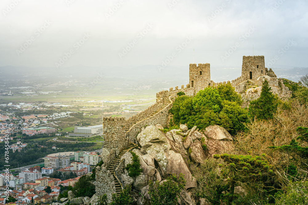 Wide view of the Moorish Castle ( Castelo dos Mouros )