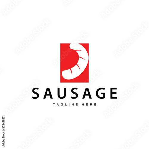 Sausage Logo, Simple barbeque sausage grilled meat design for restaurant business, vector illustration