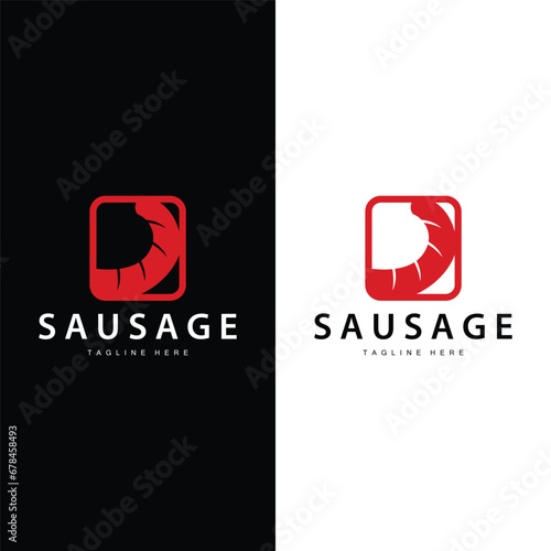 Sausage Logo, Simple barbeque sausage grilled meat design for restaurant business, vector illustration