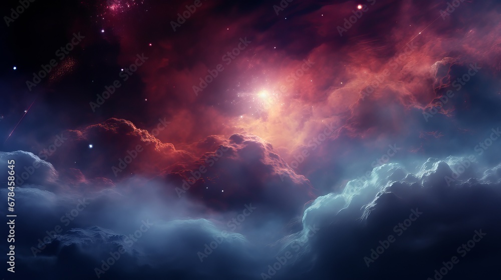 Incredibly beautiful galaxy in outer space. Nebula night starry sky in rainbow colors. Multicolor outer space