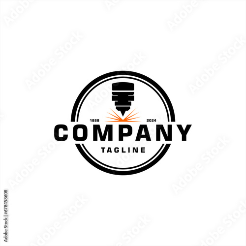  Laser Cutting Machine Logo Design Vector, CNC Laser Machine, icon, Laser Engraving Machine logo symbol 