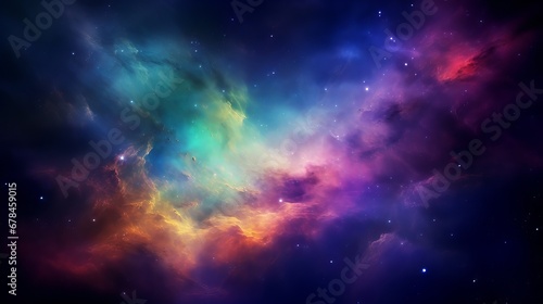 Incredibly beautiful galaxy in outer space. Nebula night starry sky in rainbow colors. Multicolor outer space