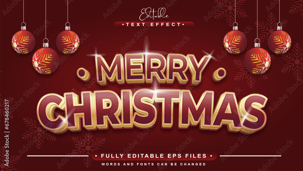 Naklejka premium editable red christmas sale text effect.typhography logo