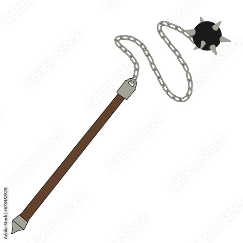 Medieval battle mace vector illustration isolated on white