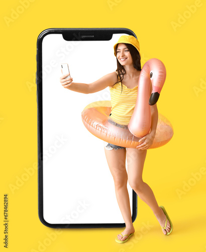 Young woman with inflatable...