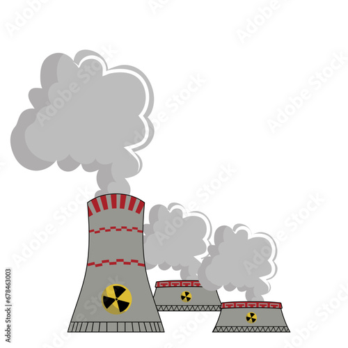 Nuclear power plants and factories. Nuclear energy industrial concept. Nuclear station background.