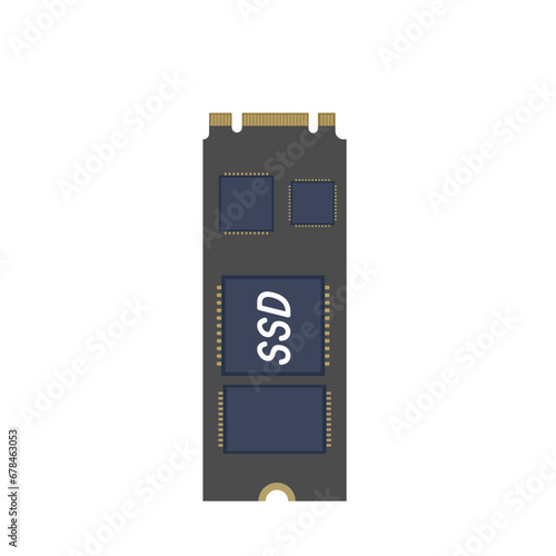 Hand-drawn style SSD storage. Computer components