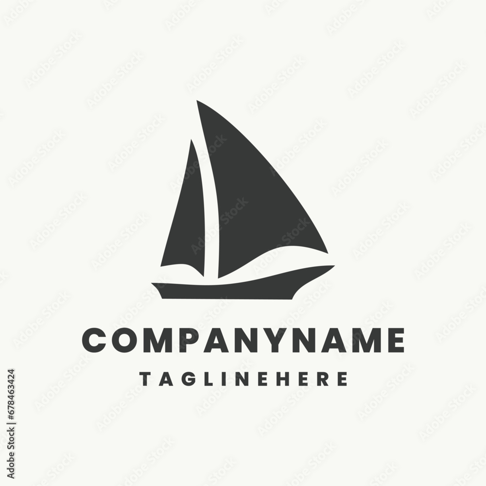 Silhouette of sailing boat logo design. sailing ship logo design. Silhouette of sailing boat logo design. sailing ship logo design.