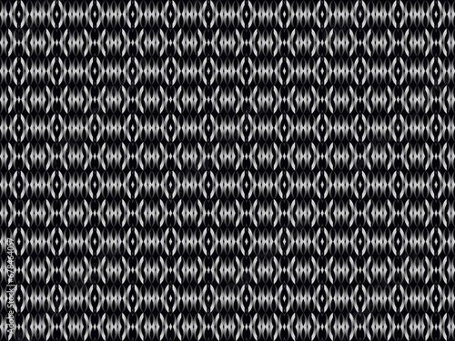 Black metal texture steel background with unique ornament. Abstract metal sheet.