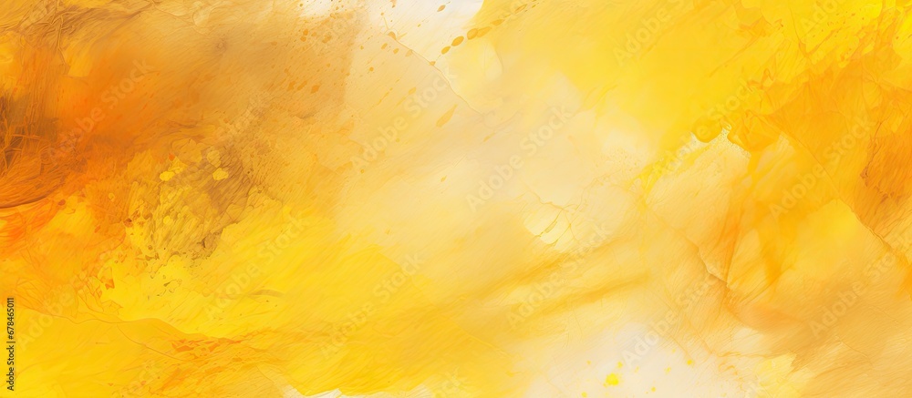 Fall themed handmade art with a yellow tie dye print using a dirty brush - obrazy, fototapety, plakaty 
