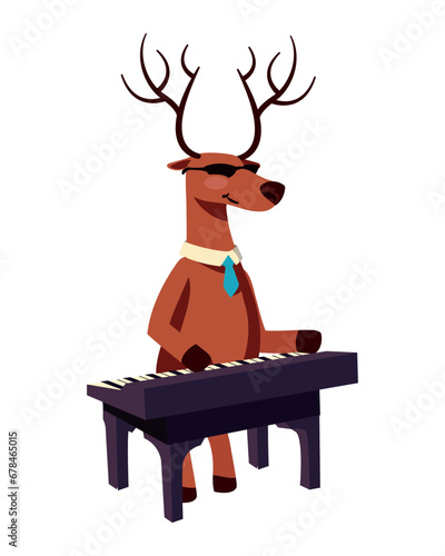 animal playing instrument deer with piano