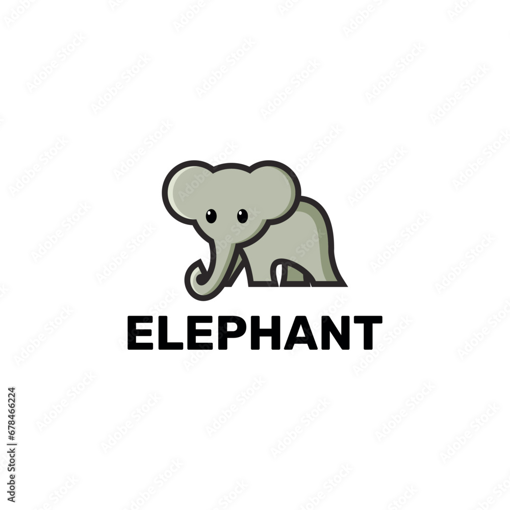 Cute cartoon elephant logo design