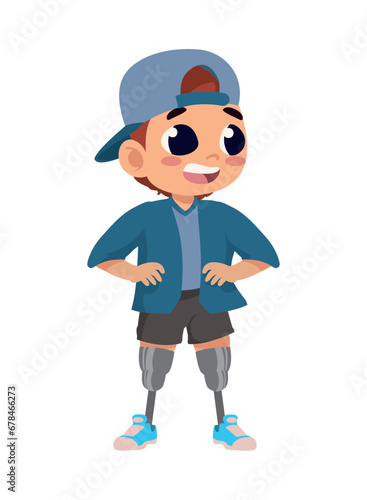 boy disability wearing a prosthetic legs