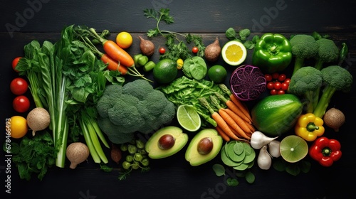 Various green vegetables on old wooden table  plant protein  vitamins  organic vegetables