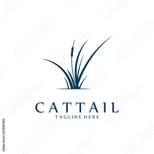 Cattail Grass Logo Template Vector Illustration