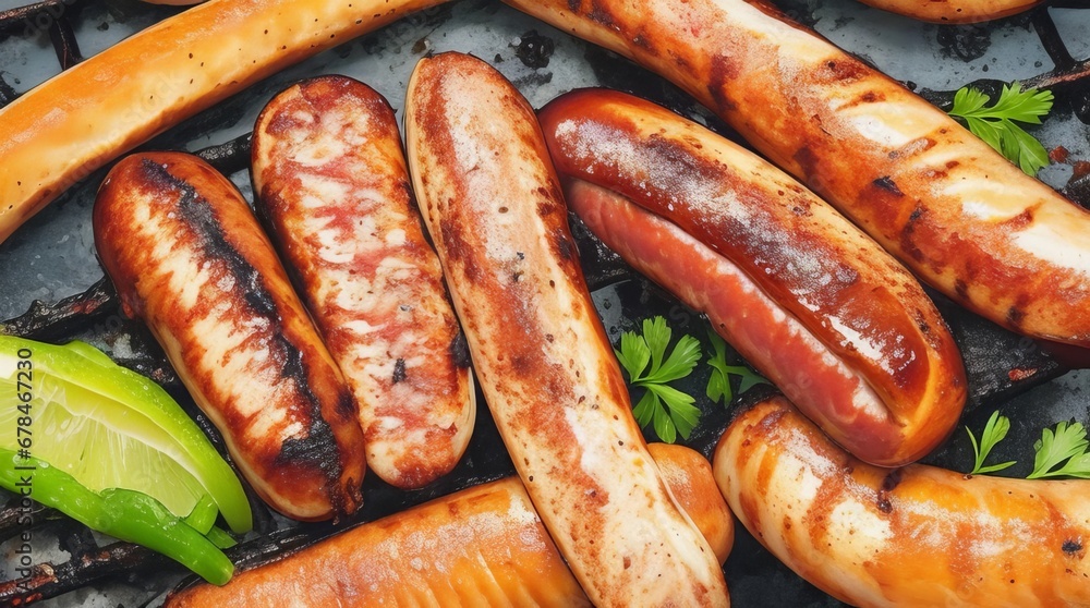 Sausages on grill Sausages on grill