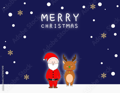 サンタクロースとトナカイのクリスマスカード 3
