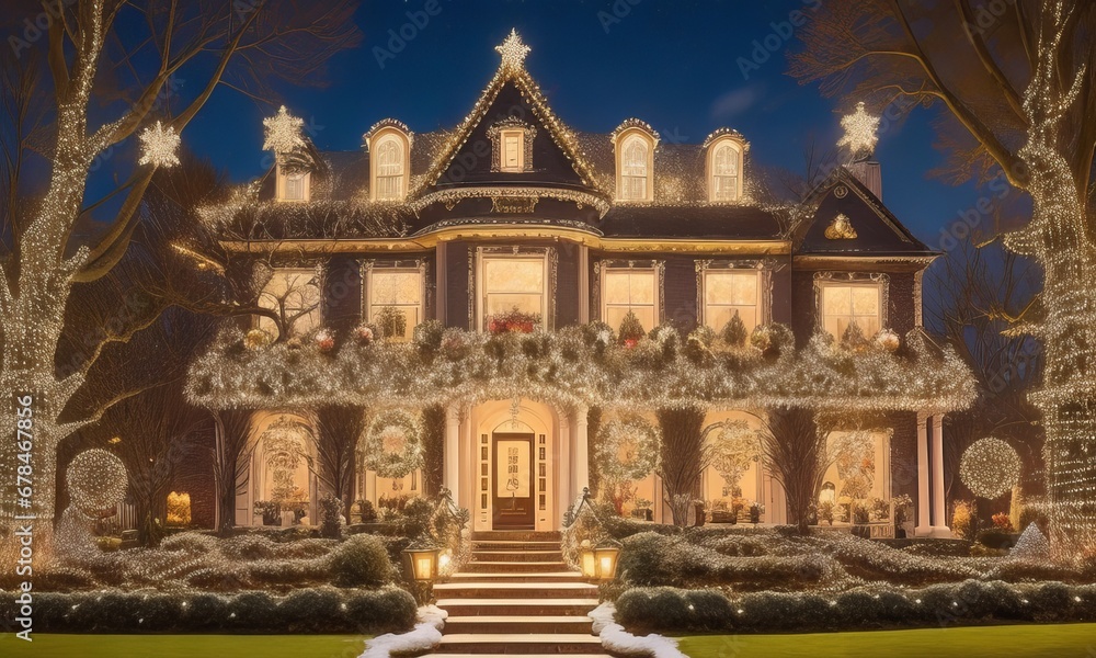 Obraz premium Christmas lighting out of the house