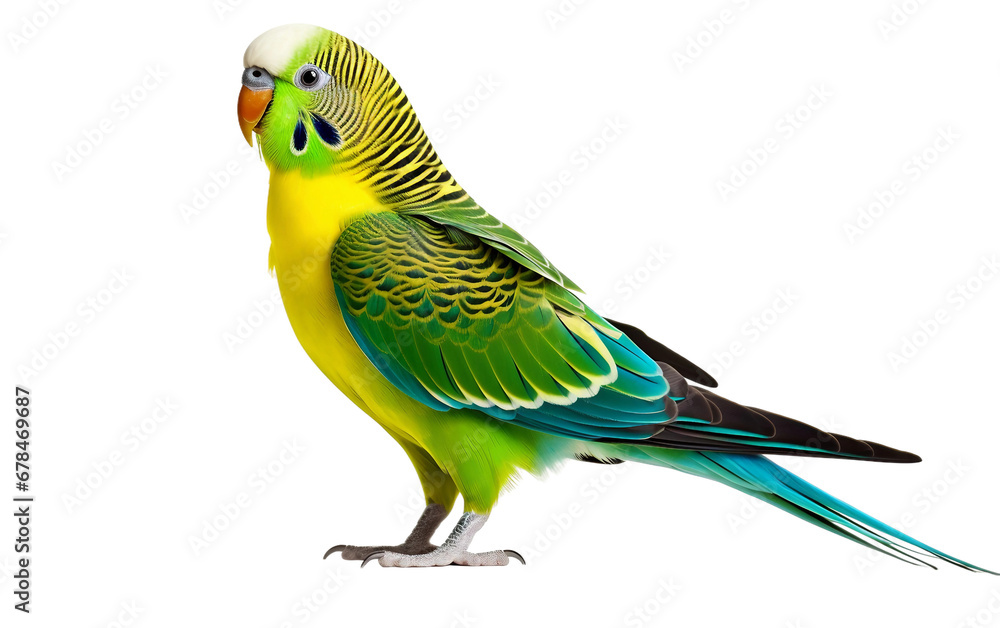 Naklejka premium Colorful Parakeet Bird with Vibrant Feathers Isolated on Transparent Background PNG.