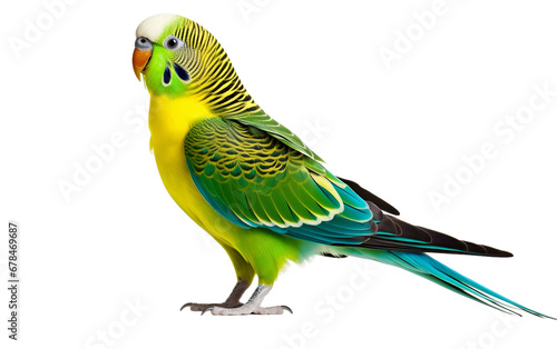 Colorful Parakeet Bird with Vibrant Feathers Isolated on Transparent Background PNG.