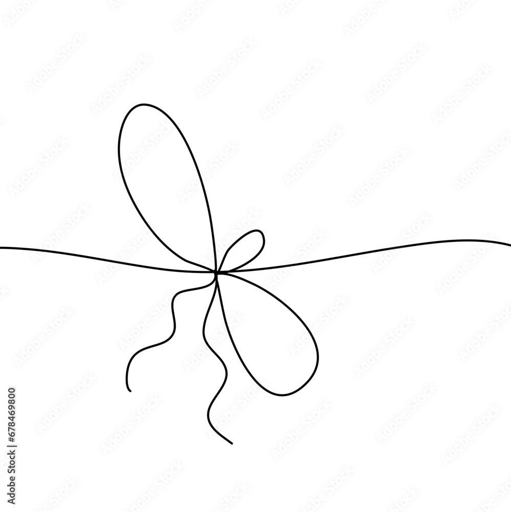 Simple line bow on ribbon Simple line bow on ribbon