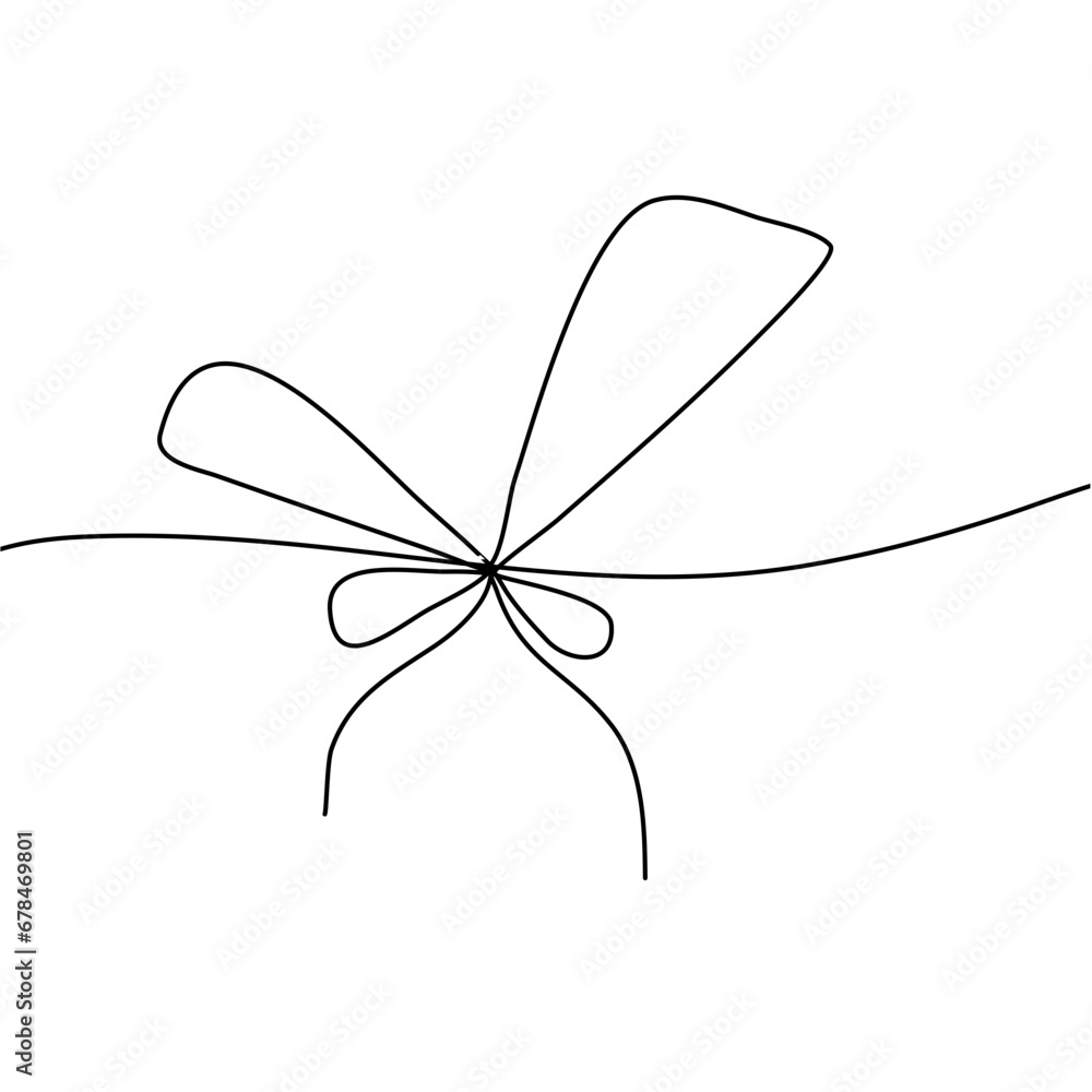 Fototapeta premium Simple line bow on ribbon