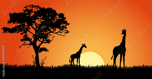 giraffe at sunset