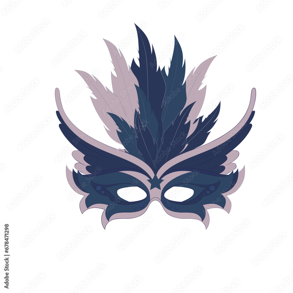 Venetian painted carnival facial masks for a party decorated with feathers and rhinestones isolated on a light background Venetian painted carnival facial masks for a party decorated with feathers and rhinestones isolated on a light background