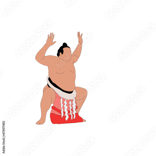 A traditional sumo wrestler is ready to fight vector