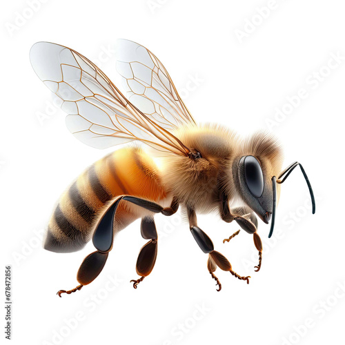  honey bee walking isolated on transparent background cutout  photo