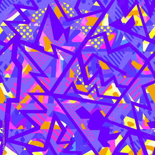 Abstract purple geometric mosaic. Seamless pattern