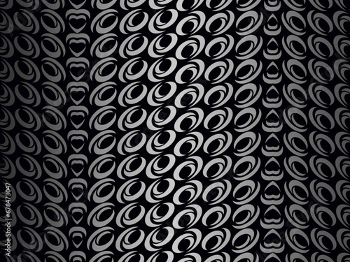 Black metal texture steel background with unique ornament. Abstract metal sheet.