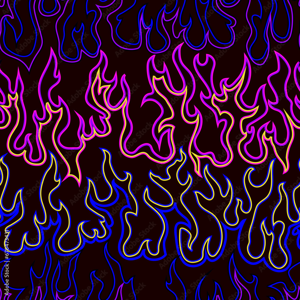 Abstract colorful flame. Seamless pattern