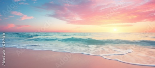 Beach reflecting pastel sunset