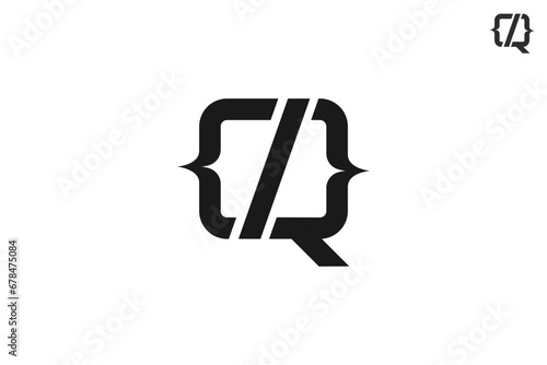 letter Q and code logo