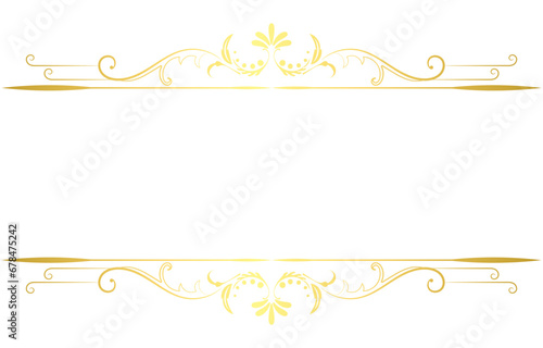 Lines for baroque vintage text Golden design, free space for text, frame