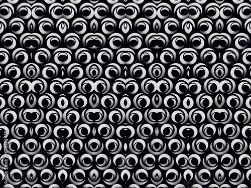 Black metal texture steel background with unique ornament. Abstract metal sheet.