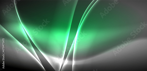 Neon-lit waves surge across background, mesmerizing dance of luminescence and motion. Dynamic backdrop captures essence of energy and modern aesthetics