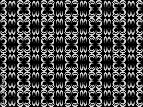 Black metal texture steel background with unique ornament. Abstract metal sheet.
