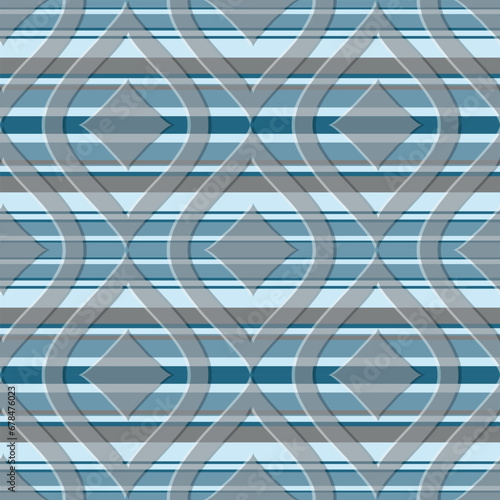 Vector seamless retro pattern with grey rhombus on striped