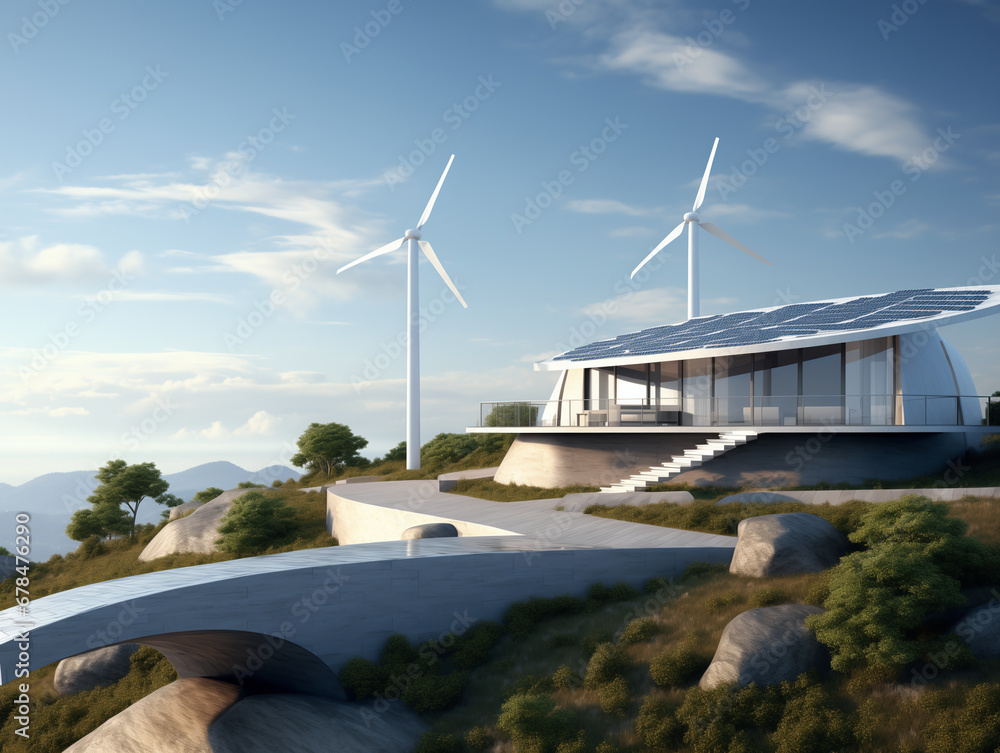 Fototapeta premium Eco-Energy 3D Model Innovating Sustainability Building