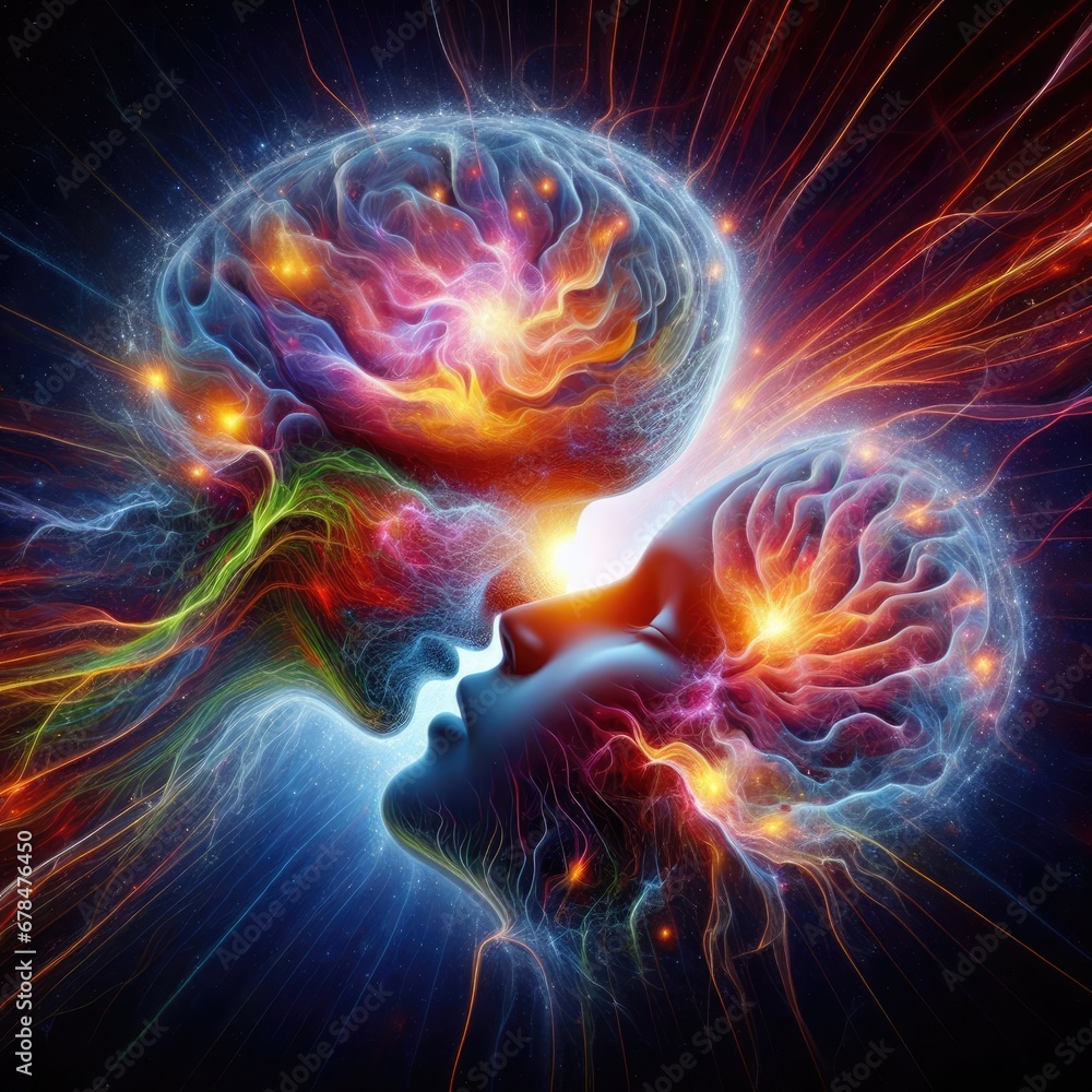 creative illustration on the theme kiss your brain with a creative image of mindfulness and intellectual affection of human beings, science concept generative ai creative illustration on the theme kiss your brain with a creative image of mindfulness and intellectual affection of human beings, science concept generative ai
